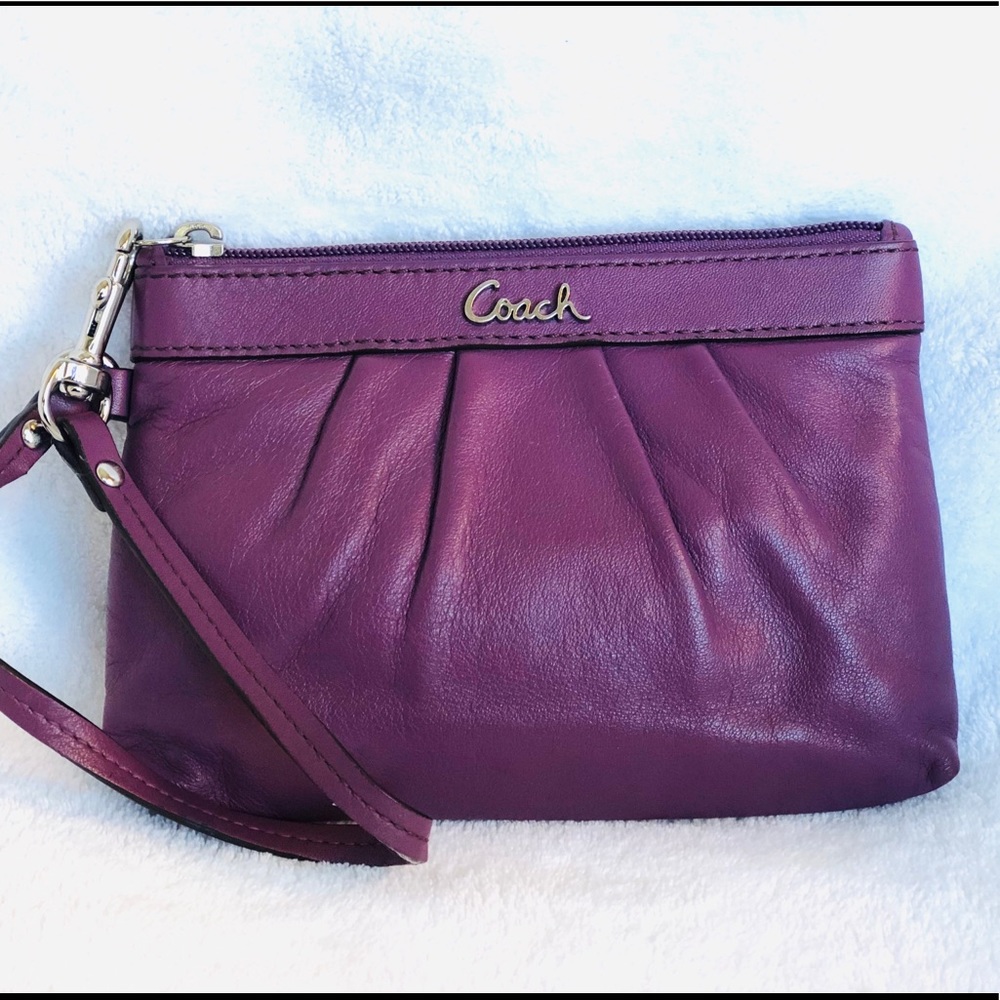Coach purple leather wristlet